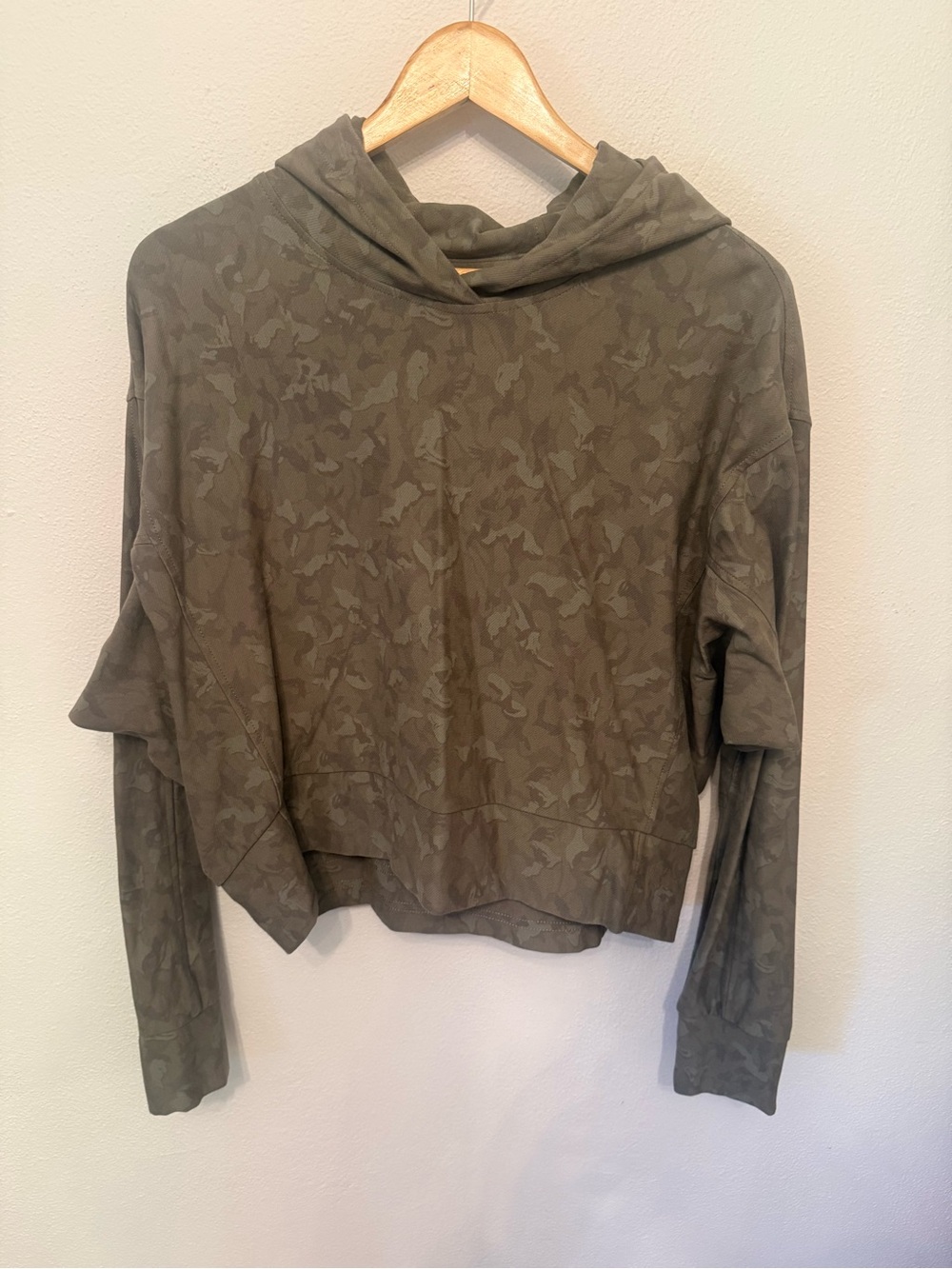 Athleta Olive Green Camo Hooded Pullover